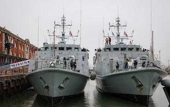 Ex-Royal Navy minehunters bound for Ukraine arrive in Portsmouth