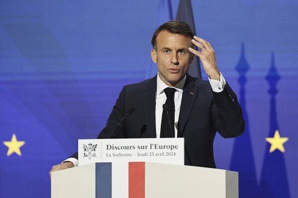 French president outlined his vision for Europe as an assertive global power amid war in Ukraine