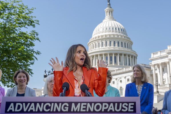 Halle Berry shouts from the Capitol, ‘I’m in menopause’ as she seeks to end a stigma and win funding