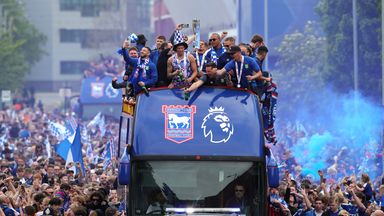 Ipswich Town fans enjoy 'long-awaited' open-top bus celebrations after Premier League promotion