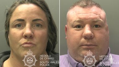 Moment 'dine and dash' pair who failed to pay bills worth £1,000 were caught by police