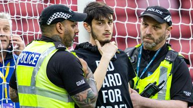 Scotland vs Israel Euro 2025 qualifier delayed as protester chains himself to goalpost