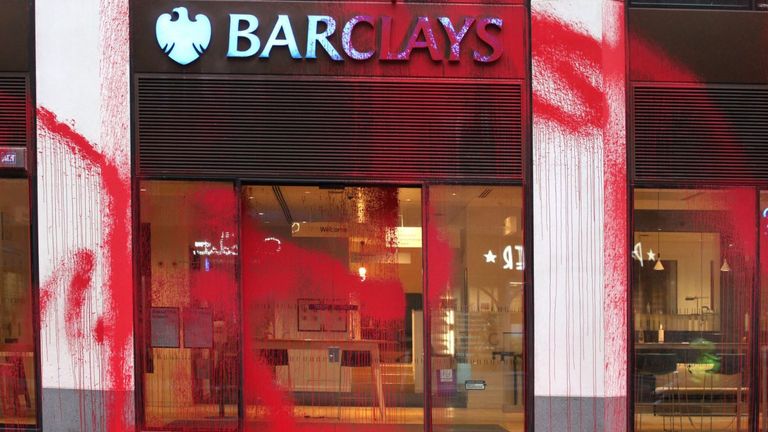 Pro-Palestine activists target UK Barclays branches