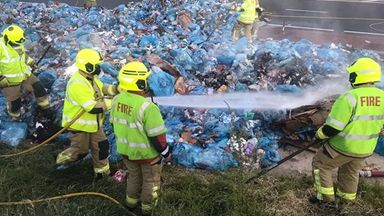 Battery recycling warning after lorry fire caused by vapes in Powys