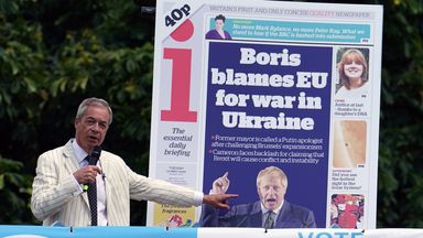 Nigel Farage hits back at 'hypocrisy' of Boris Johnson over Ukraine comments