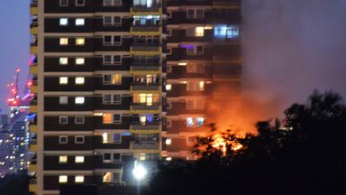 Five people taken to hospital after fire at high-rise flats in east London