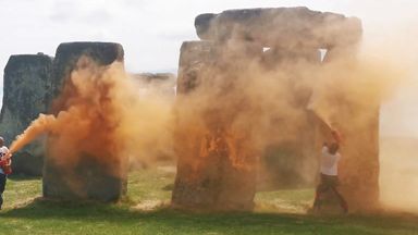 Third person arrested after Stonehenge sprayed with orange paint powder