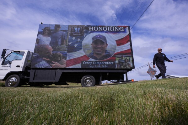 Thousands gather at banquet hall to celebrate life of former fire chief killed at Trump rally