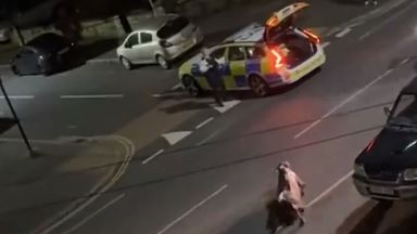 Police launch criminal investigation after officer was filmed running over cow