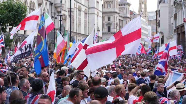 Crowds gather in central London for rival protests led by Tommy Robinson and ex-Labour leader Jeremy Corbyn