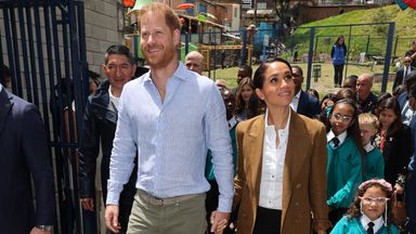 Prince Harry and Meghan speak Spanish as they visit schoolchildren in Colombia