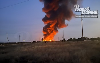 Watch: Russian oil depot fire rages after Ukrainian drone strike