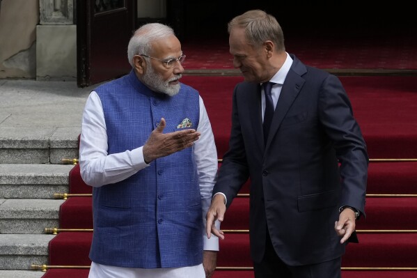 India’s Modi holds security and trade talks with Poland’s leaders en route to war-torn Ukraine