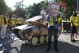 Dummy tank outside Borussia Dortmund stadium as fans protest club’s deal with arms manufacturer