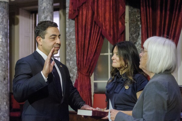 New Jersey Democrat George Helmy sworn in as replacement for Menendez in the Senate