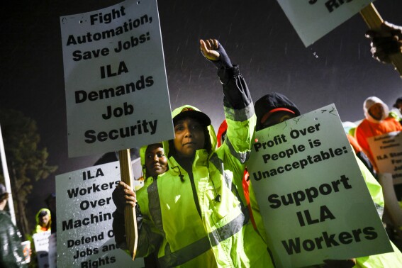 Dockworkers go on a strike that could reignite inflation and cause shortages in the holiday season